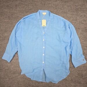 MONDAY Swimwear Barcelona Tunic in Ibiza Blue Crinkle Linen Women's P/S NWT